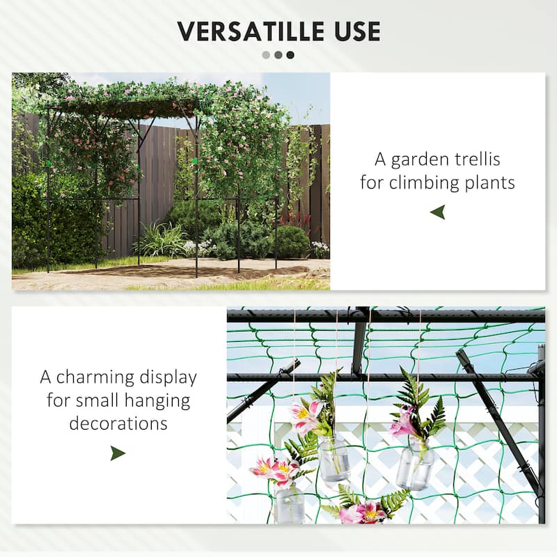 Black Steel PE Trellis Frame Tomato Cage with Clips and Triangular Support - 87.8" W x 87.8" D x 87.8" H