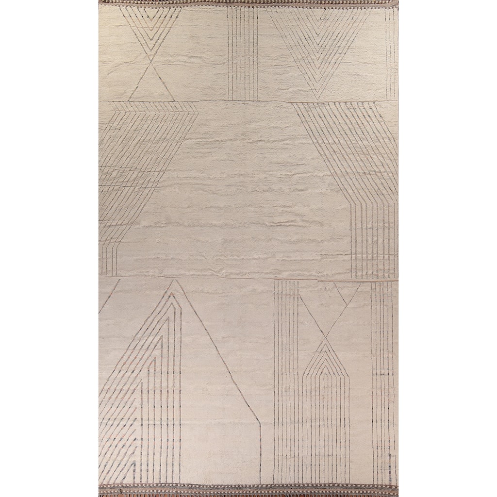 Earth Tone Moroccan Large Modern Area Rug Handmade Wool Carpet - 11'11"x 18'8"