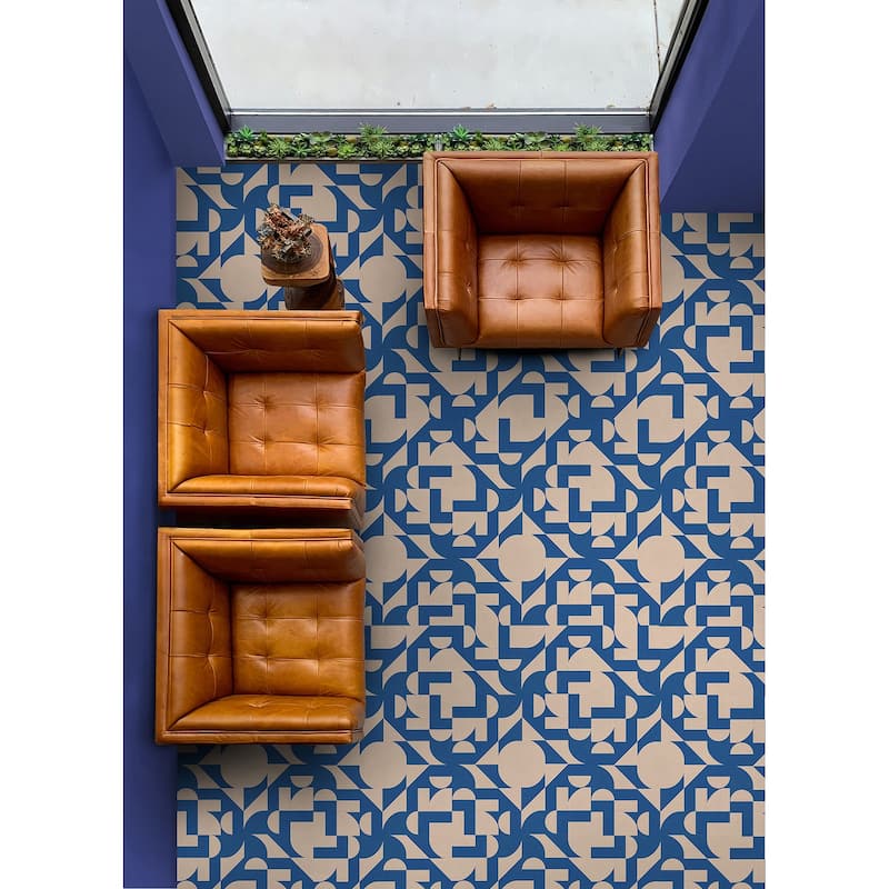 Very Gay Paint Gia Metric Coral and Blue Peel and Stick Floor Tiles