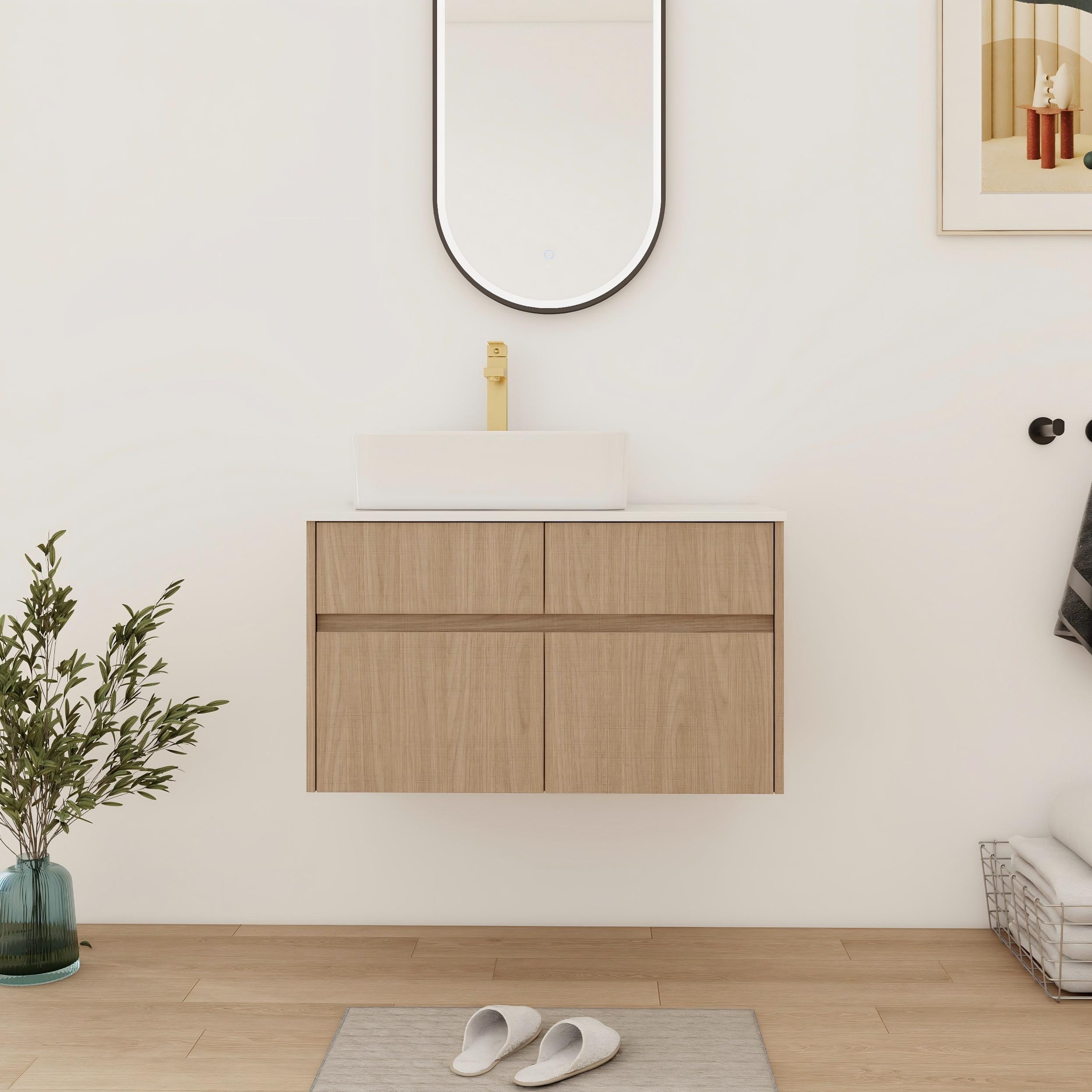 Bathroom Vanity With Sink In 32 Inch, Floating Bathroom Vanity With 2 Soft Close Doors And Drawer