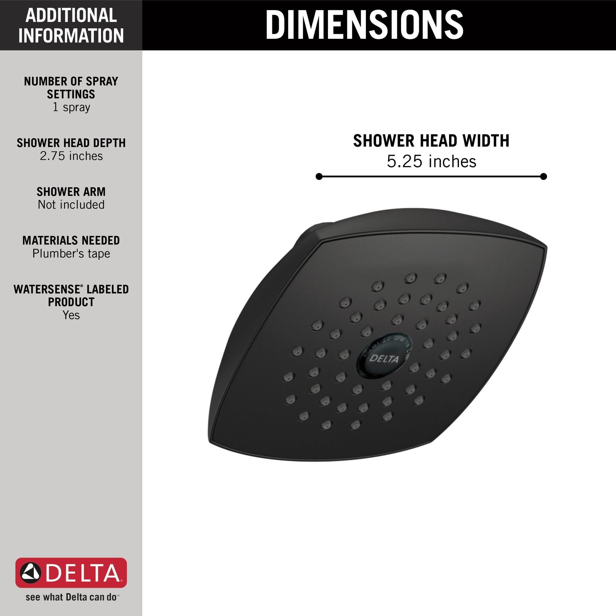 Delta Universal Showering 1.75 GPM Single Function Shower Head