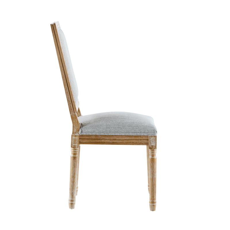 [Set of 6] French Country Dining Chairs Elegant Cane Backrest & Upholstered Seats with Fluted Legs Rustic Weathered Finish Solid
