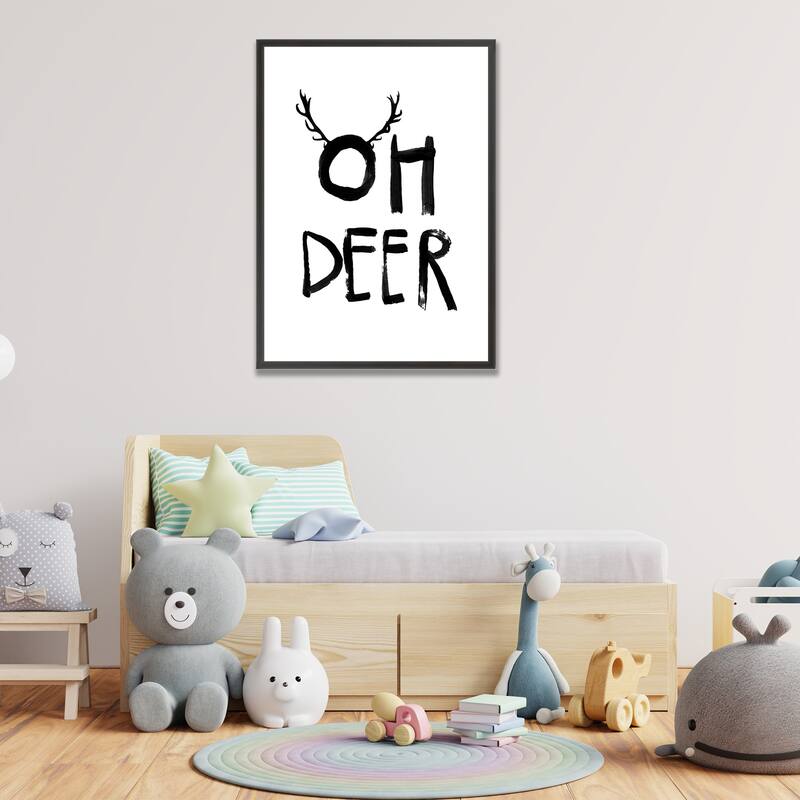 Kids Framed Art Print Oh Deer by Treechild - Multi-Color