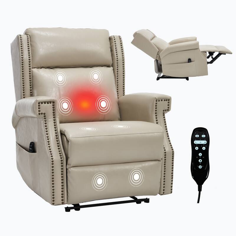 Faux Leather Recliner with 155 Degree Recline and 8 Vibration Nodes