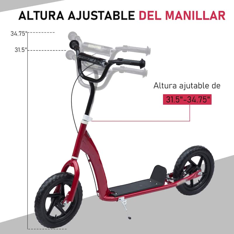 12” Lightweight Adjustable Kids Scooter with Rear Brake and Wheels Safe Riding for Children - 31.7" L x 13.7" W