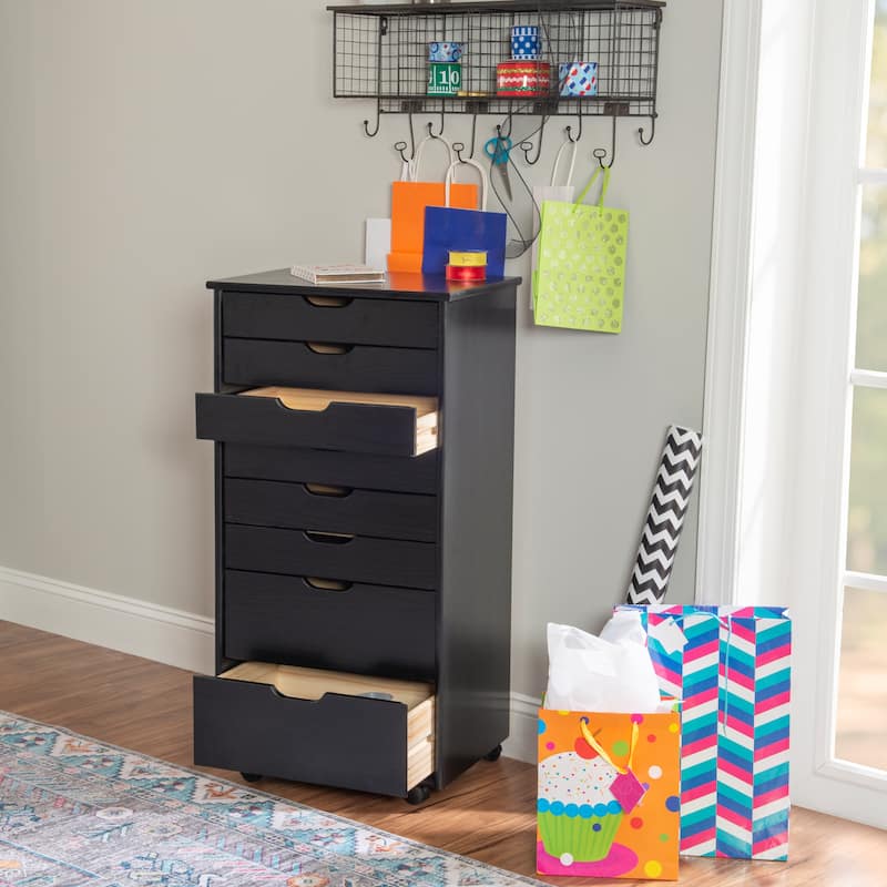 Bridgton Black Eight Drawer Rolling Storage Cart - 20.75"w x 15.38"d x 40.25"h