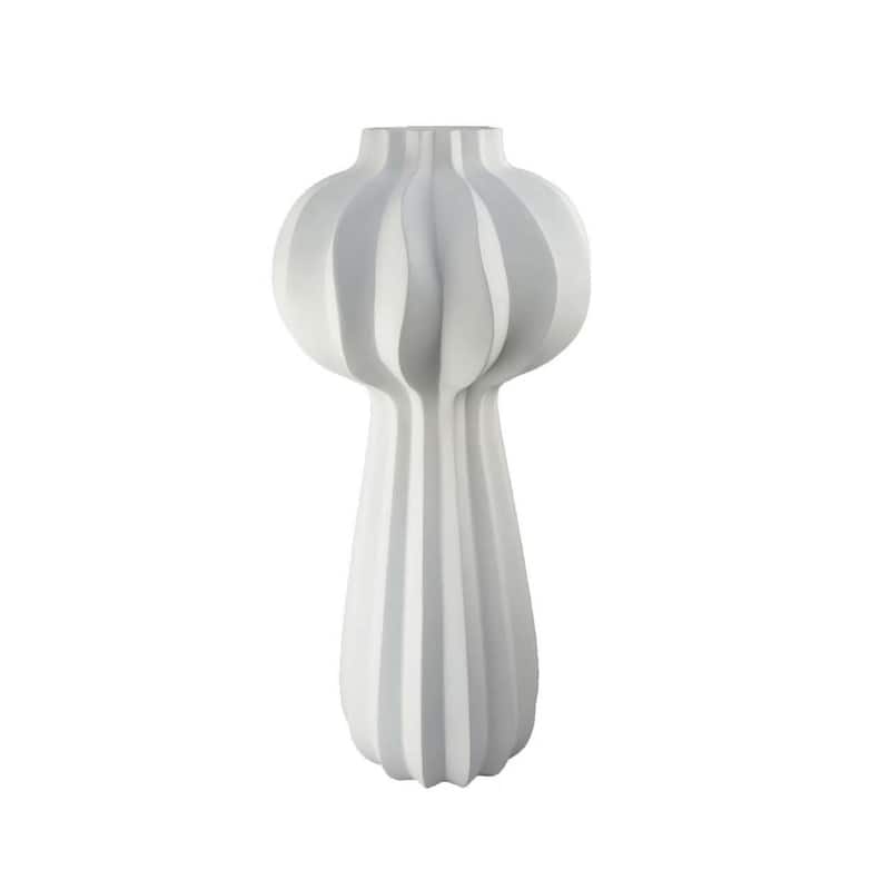 Samo Decorative Vase, Textured Body Bulb Accent, 29 Inch White Resin
