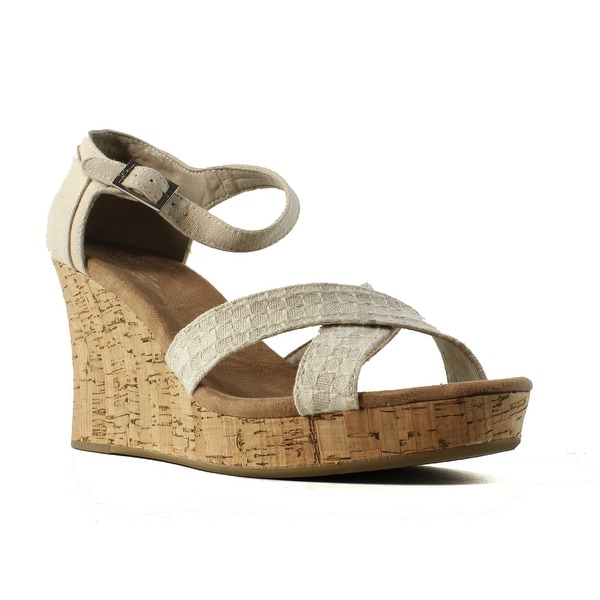 Shop TOMS Womens Cork Wedge Natural Woven Ankle Strap Sandals Size 12 ...