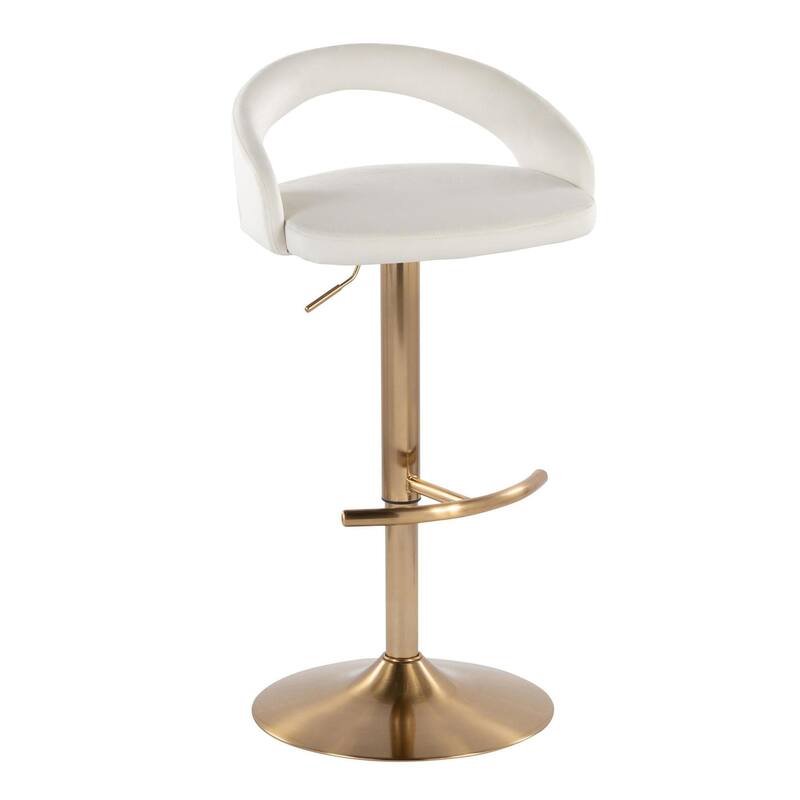 Grotto Upholstered Adjustable Barstool with Gold Metal - Set Of 3