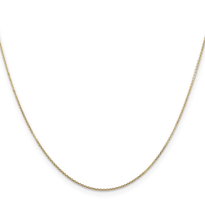 Curata 14k Yellow Gold 10" 0.8mm Diamond Cut Round Open Link Cable Chain Ankle Bracelet (Lobster-claw)