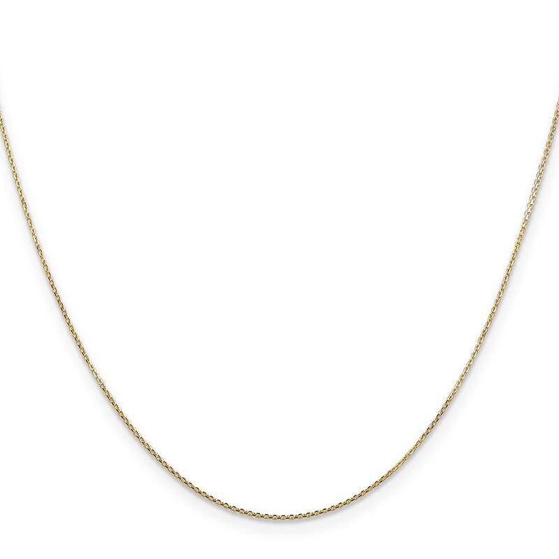 Curata 14k Yellow Gold Solid 0.75mm Diamond Cut Cable Chain Necklace (Lobster) Options: 16 18 20 22 24 26 30