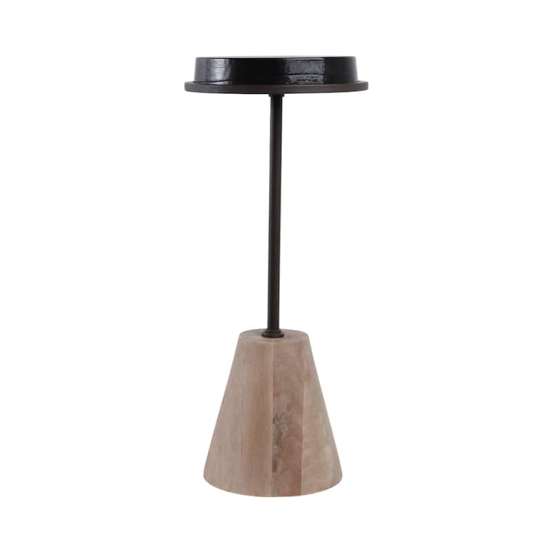 Wood Side Table Decorative Round Top Cone Base Modern Accent - 26" Tan - 11" x 11" x 26"