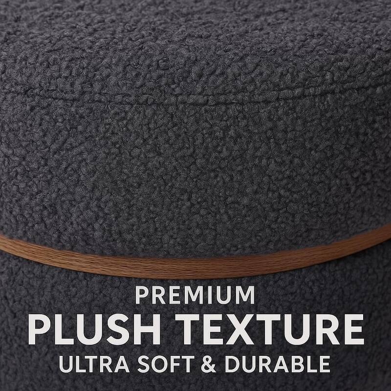 Aria Home Double Pouf Round Upholstered Vanity Stool and Ottoman