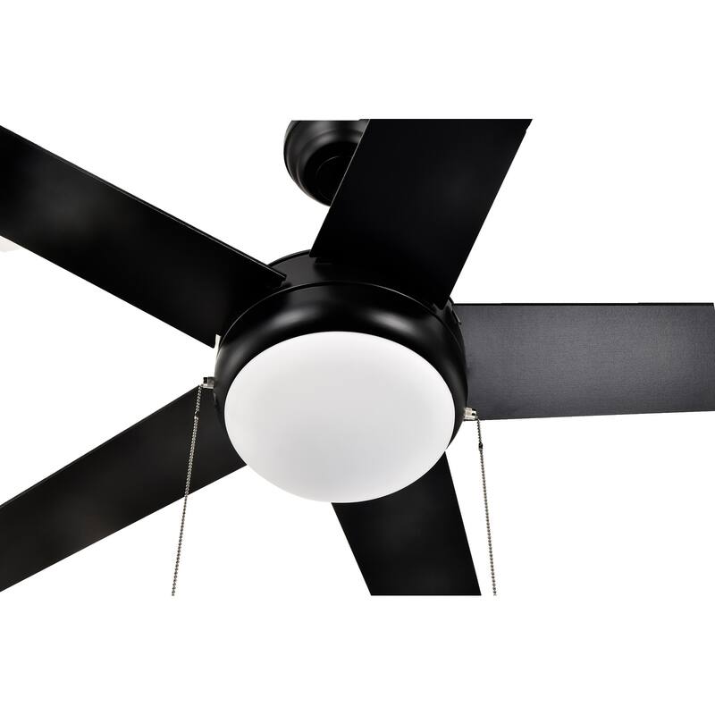 Matte Black/Brushed Nickel 52 in. Integrated LED Indoor 5-Blade Ceiling Fan with Pull Chain
