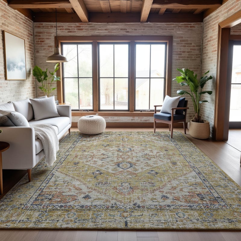 Premium Washable Super Soft Traditional Tribal Mayfield Rug - Wheat - 8' x 10'