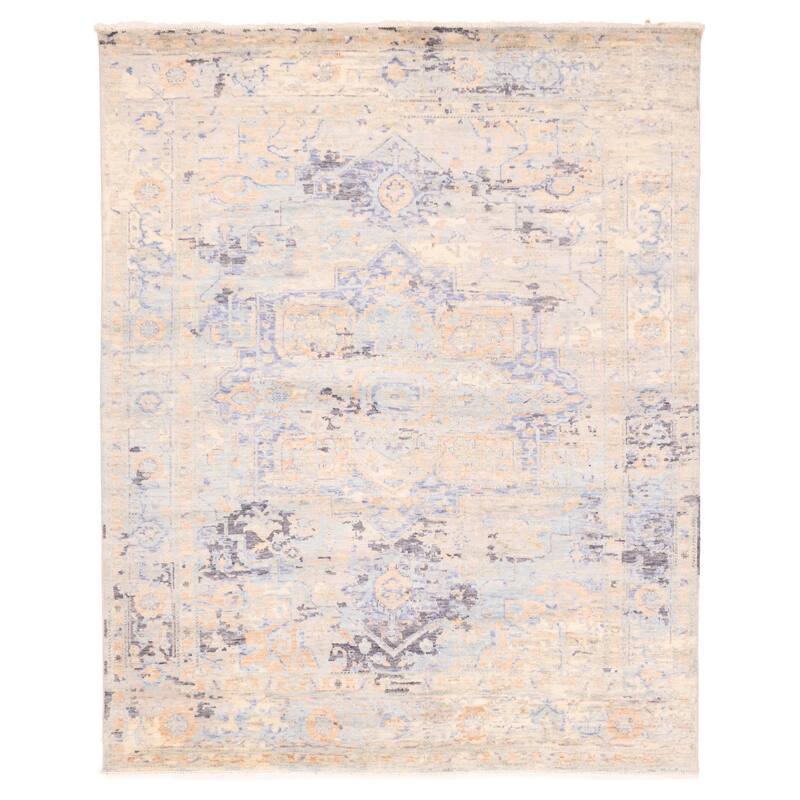 ECARPETGALLERY Hand-knotted Jules Serapi Light Blue Wool Rug - 7'11 x 9'10