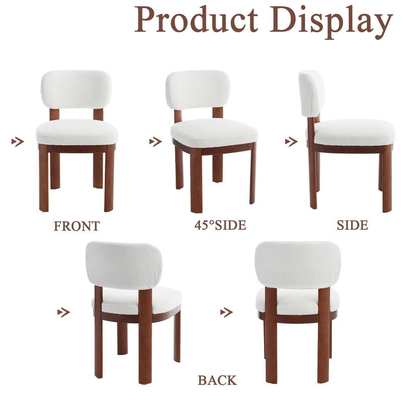 Farmhouse Wooden Dining Chairs Set of 2, Modern Fabric Upholstered Dining Room & Kitchen Chairs
