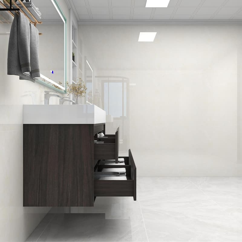 Victoria 60" Wall Mounted Modern Vanity with Double Acrylic Sink