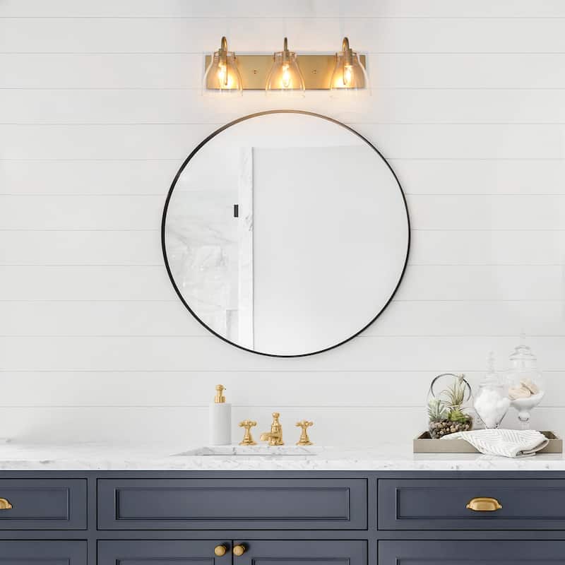 Maxia Mid-Century Modern Gold 3-Light Bathroom Vanity Lights Metal Wall Sconces - L22"x H8"x E7"