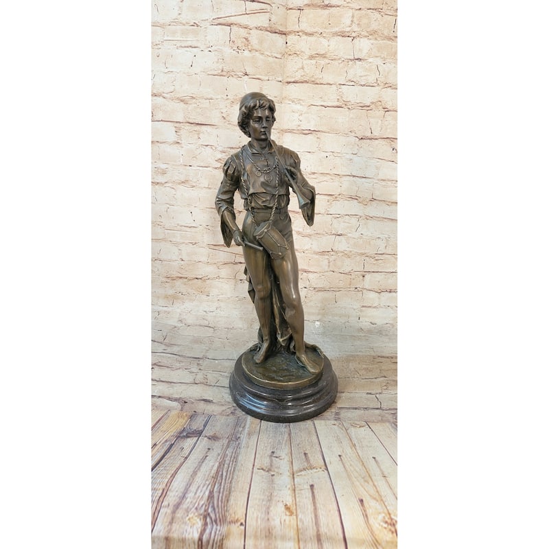French Civil War Drummer Trumpeter Bronze Sculpture Figurine Statue Figure Art