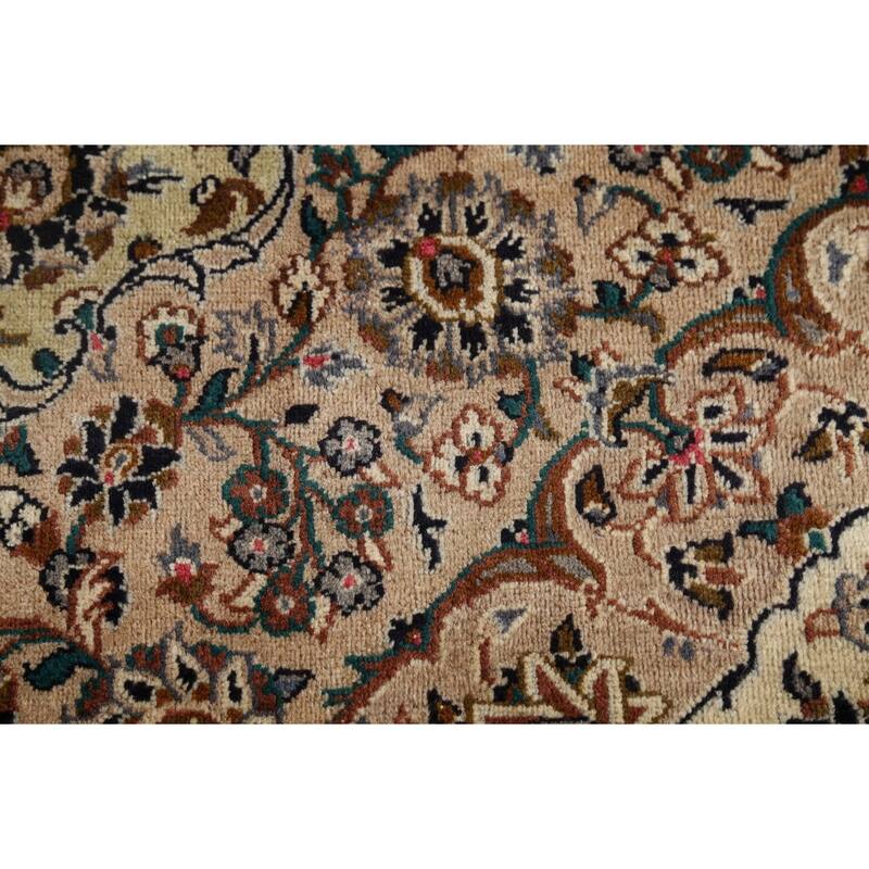 Traditional Green Kashan Persian Vintage Area Rug Handmade Wool Carpet - 9'8"x 12'3"