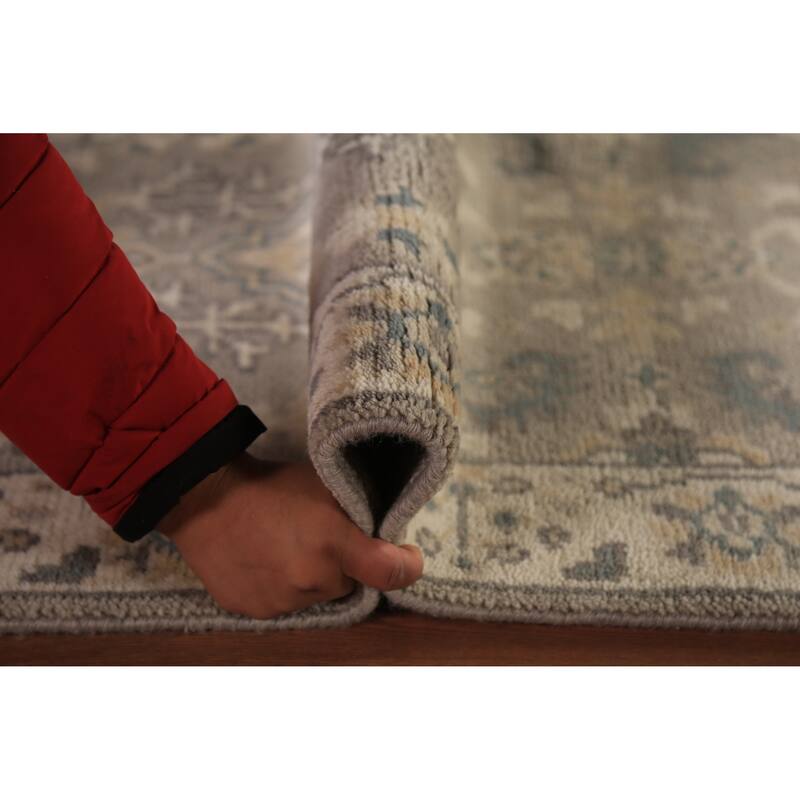 Earth Tone Oushak Indian Runner Rug Hand-Knotted Wool Carpet - 2'7" x 10'0"