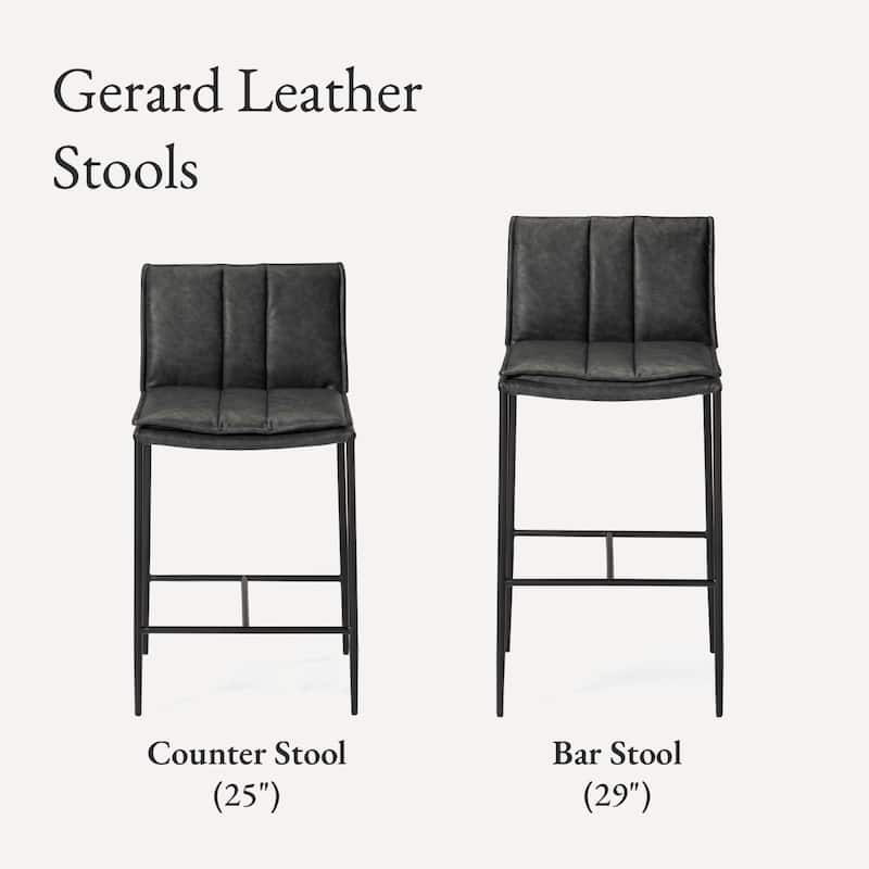 Maven Lane Gerard Bar Metal & Vegan Leather Kitchen Dining Stool
