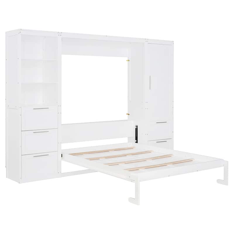 Queen Murphy Bed with Closet, Drawers and Shelves