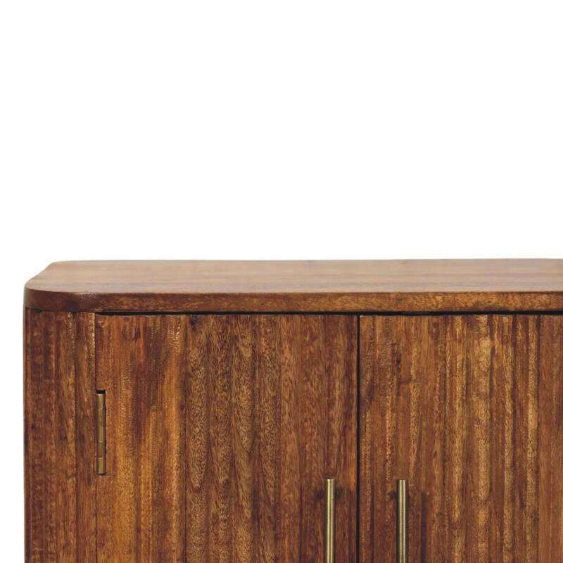 Artisan Furniture Solid Wood Solis Fluted Mini Sideboard, Brown, 2-Doors