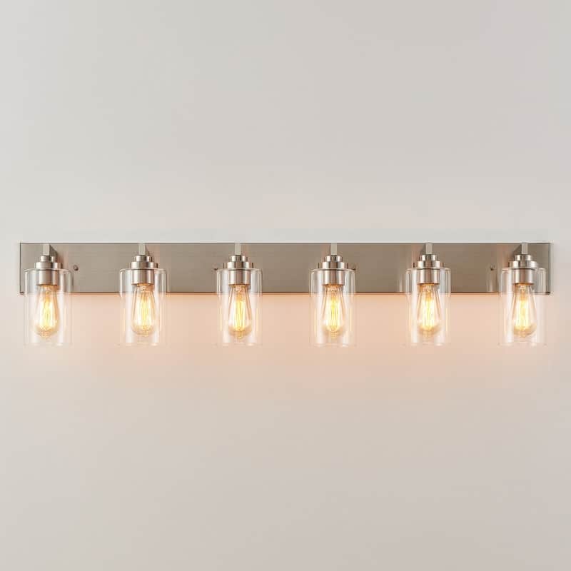 KAWOTI 6-light Bathroom Vanity Light with Clear Glass Shade