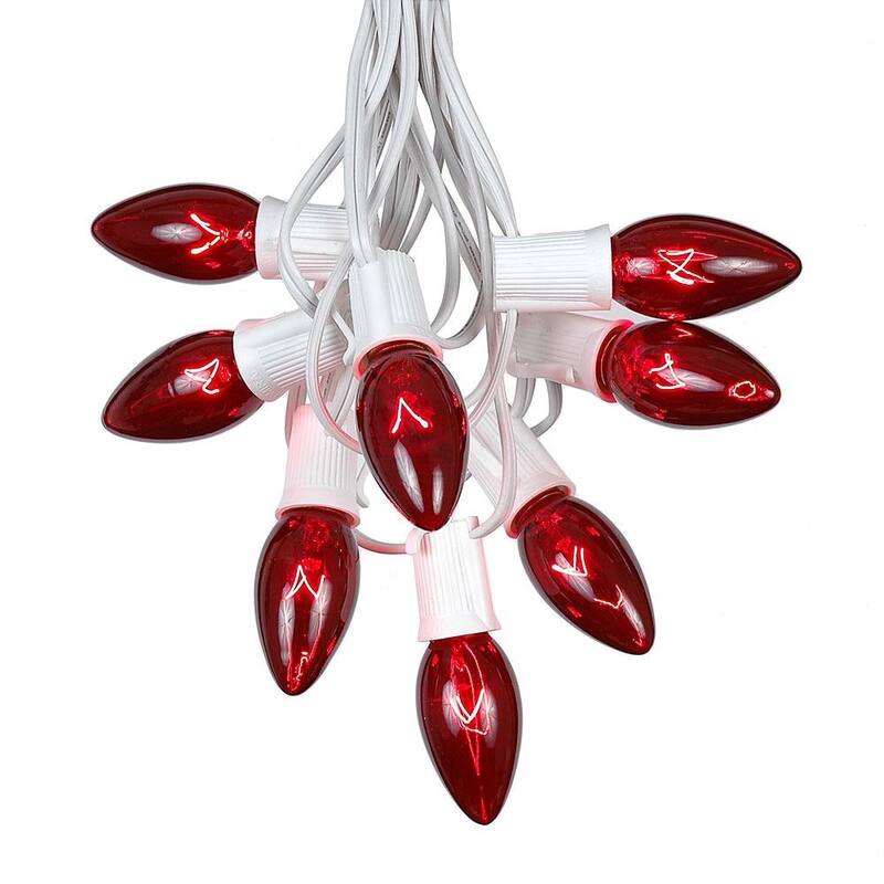 25 Foot C9 Twinkle Christmas Light Set, Hanging String Lights, White Wire