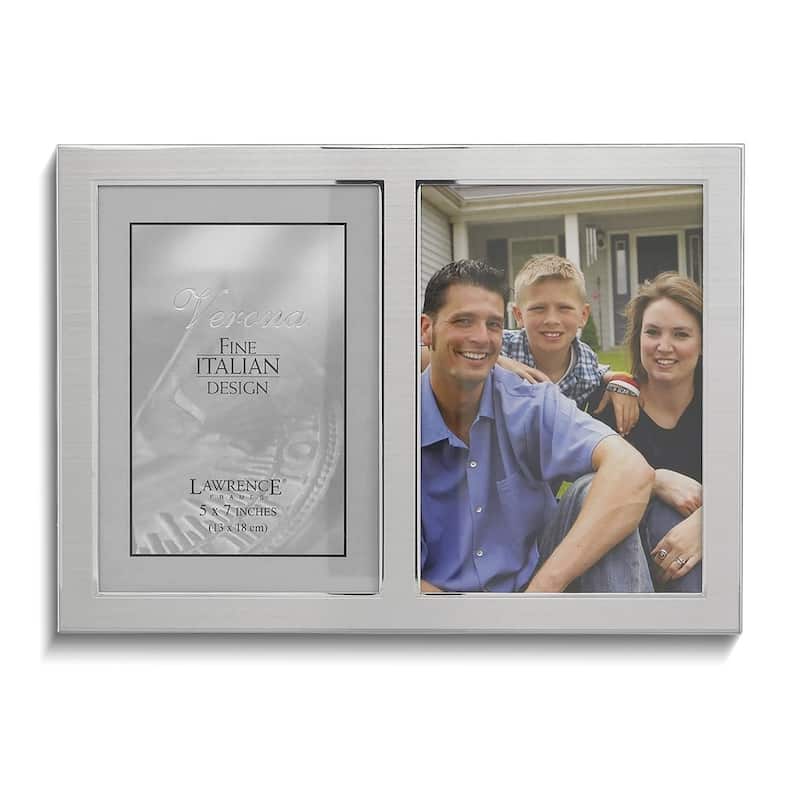 Curata Metro Brushed Silver-Tone Double 5x7 Photo Frame