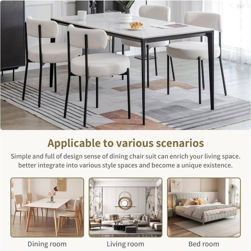 XINMICS Dining Chairs Set of 2/4/6, Mid Century Modern Upholstered Boucle Kitchen Dining Room Chairs