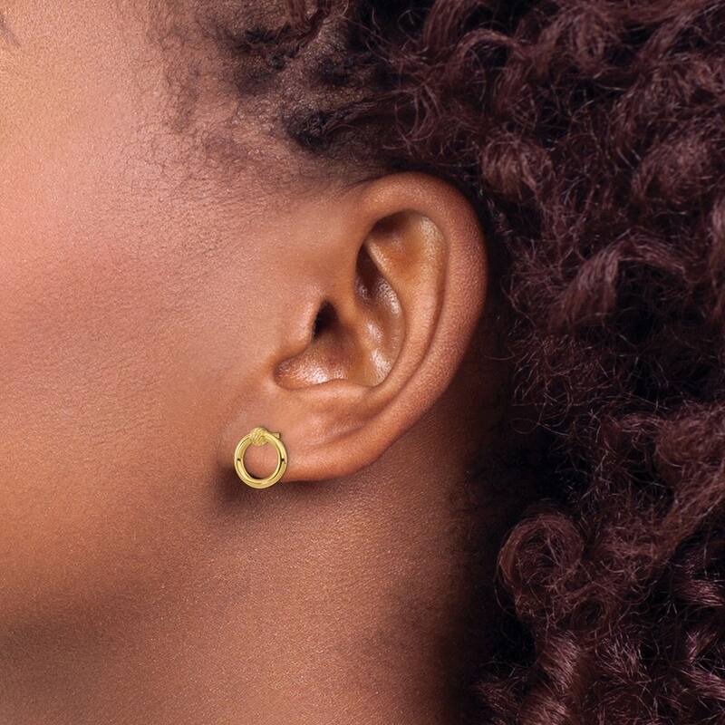 Curata 14k Yellow Gold Polished Twisted Circle Post Earrings 10.5x9mm