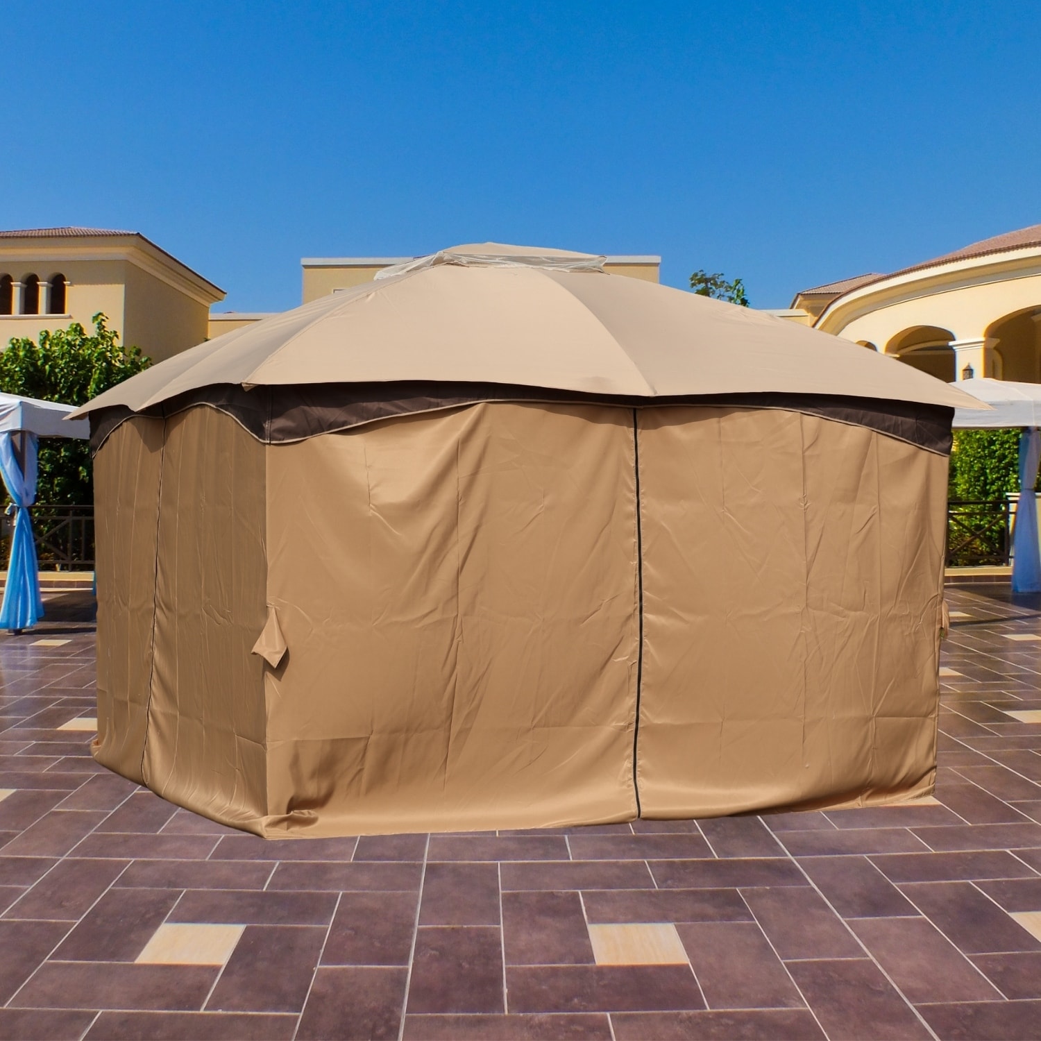 AOODOR Aoodor Gazebo Curtain Brown 10 x 13 Replacement Universal 4 Panel Sidewalls (Only Curtain)