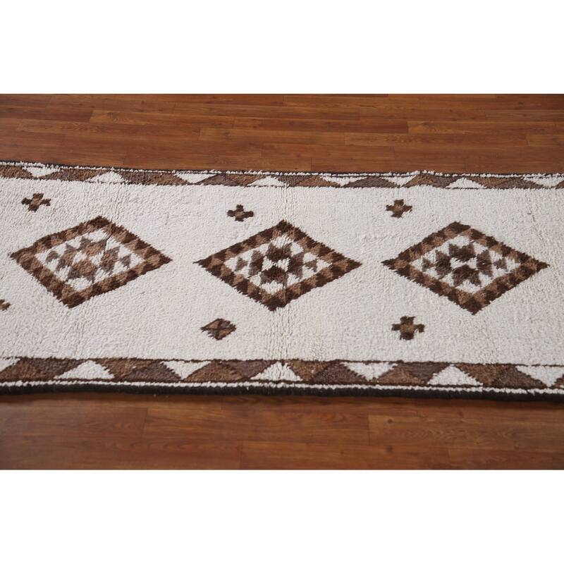 Natural Dye Anatolian Runner Rug Hand-knotted Turkish Wool Carpet - 3'1"x 11'2"