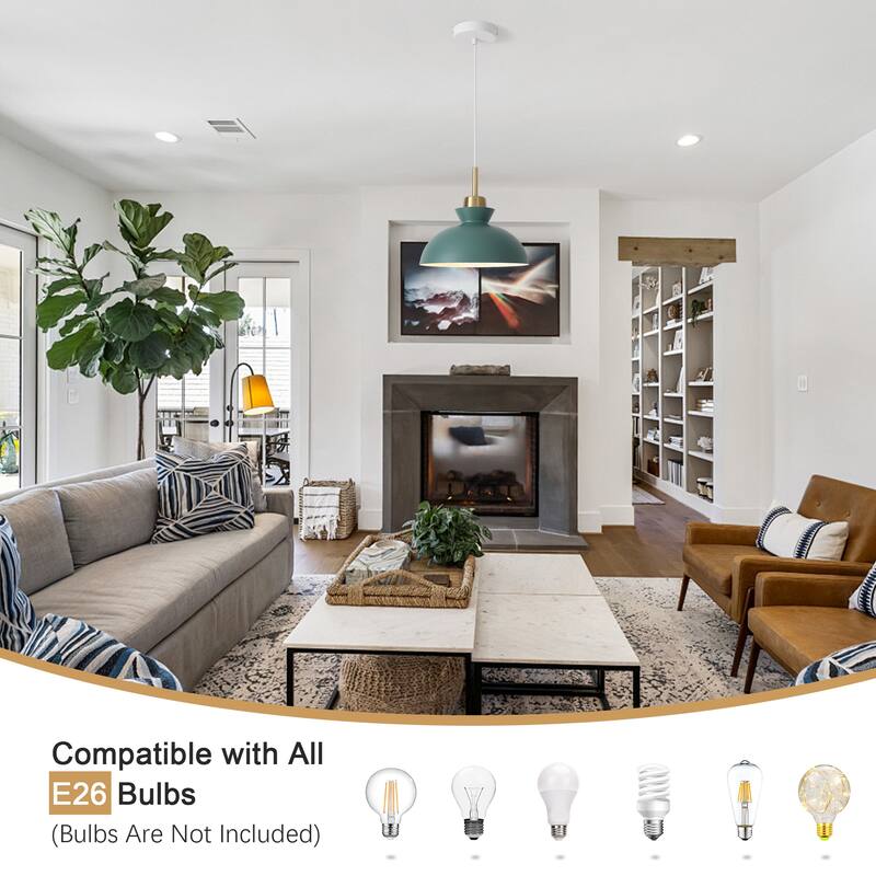 1-Light Hanging Ceiling Pendant Light Chandelier Light Fixture with Metal Shade for Kitchen Island