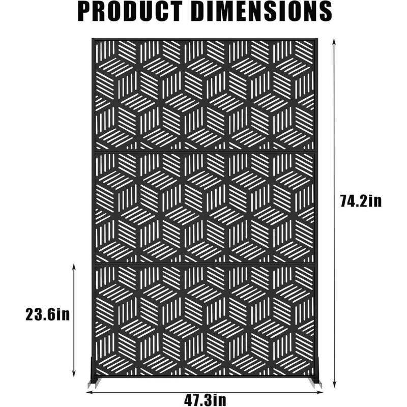 Freestanding Weatherproof Garden Divider Panel Privacy Screen, Fence for Patio Deck Backyard, Square Pattern