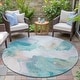 preview thumbnail 98 of 118, Machine Washable Indoor/Outdoor Abstract Dream Chantille Rug Turquoise - 8' x 8'