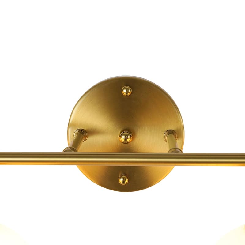 4-Light Brushed Brass Glass Globe Vanity Wall Lamp Bathroom Sconce