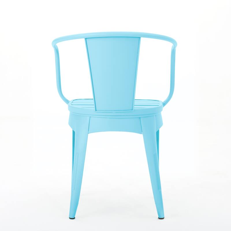 Roomfitters 3-Piece Outdoor Bistro Set Metal Patio Dining Furniture with Round Table and 2 Chairs, Light Blue
