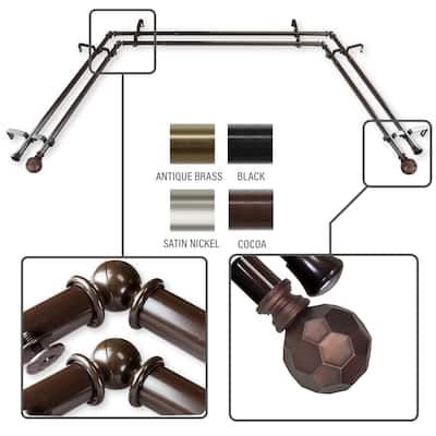 InStyleDesign Finley 13/16" Double Bay curtain rod 20"-36", 38"-72"