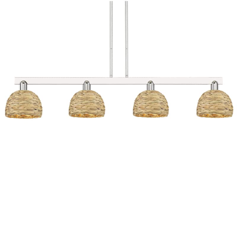 Innovations Lighting 716-4I-10-51 Woven Rattan Linear Woven Rattan 4 - Polished Nickel / Natural