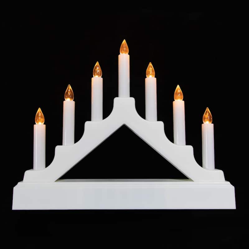 LED Lighted Christmas Candelabra Bridge - White Base - 13"