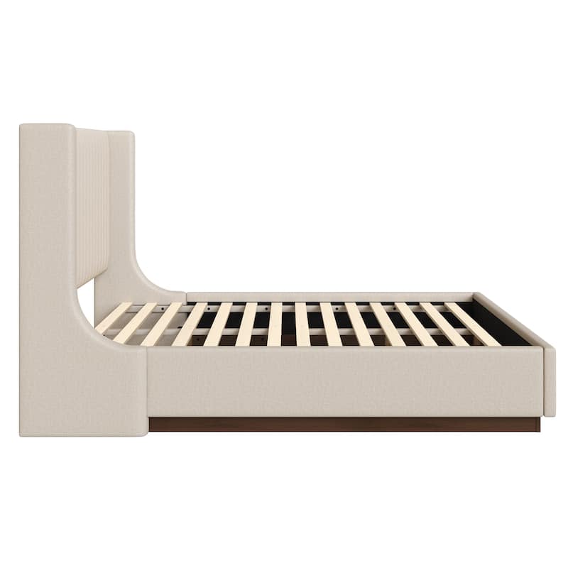 Modern Wooden Queen/King Size Upholstered Platform Bed with Headboard