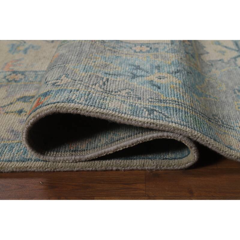 Oushak Indian Area Rug Handmade Beige Wool Carpet - 8'0" x 10'5"