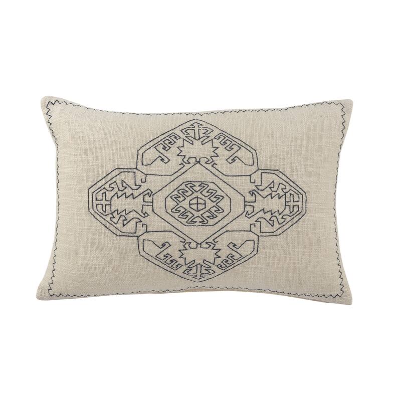 Sevita Embroidered Damask Medallion Throw Pillow