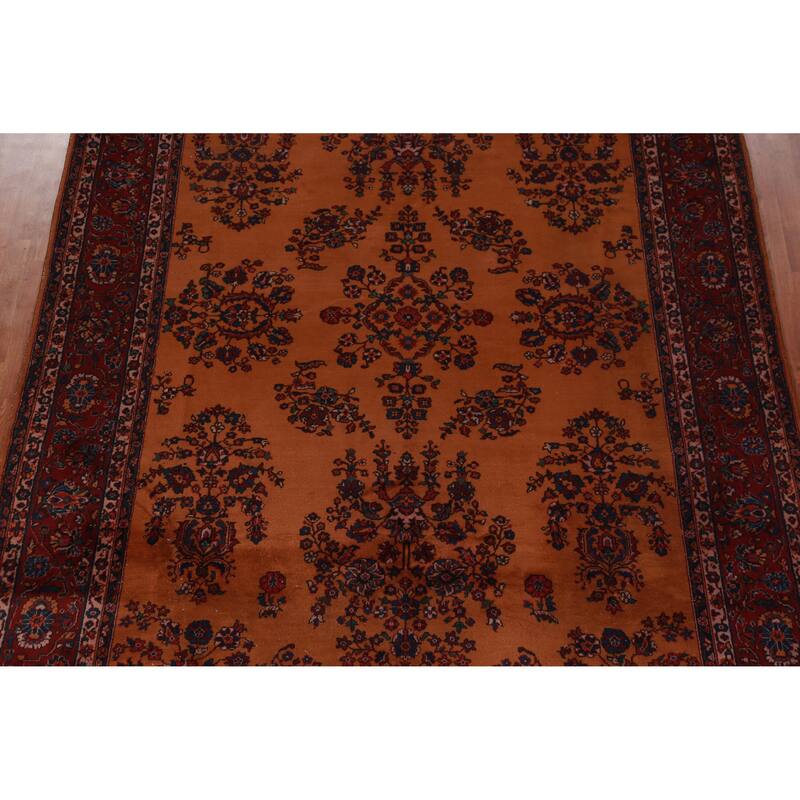 Orange Floral Sparta Turkish Area Rug Hand-Knotted Wool Carpet - 8'10"x 12'10"