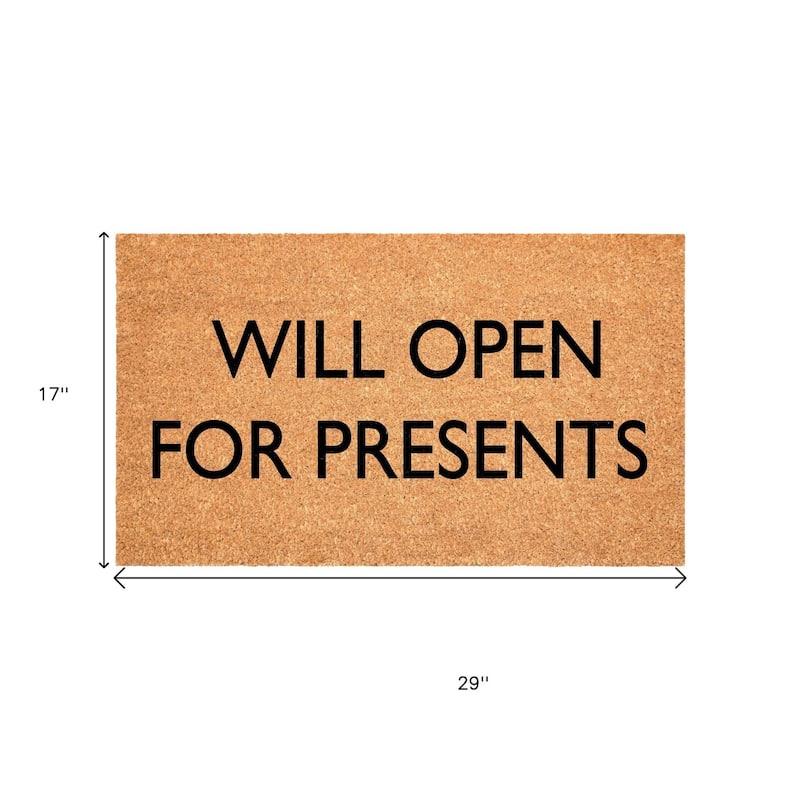 HomeRoots 17" X 29" Brown And Black Christmas Outdoor Coir Door Mat - 17.00' X '29.00