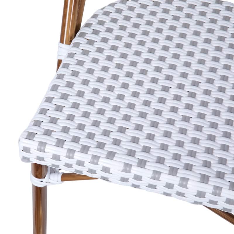 2 Pack All-Weather Commercial Paris Chairs with Bamboo Print Frame